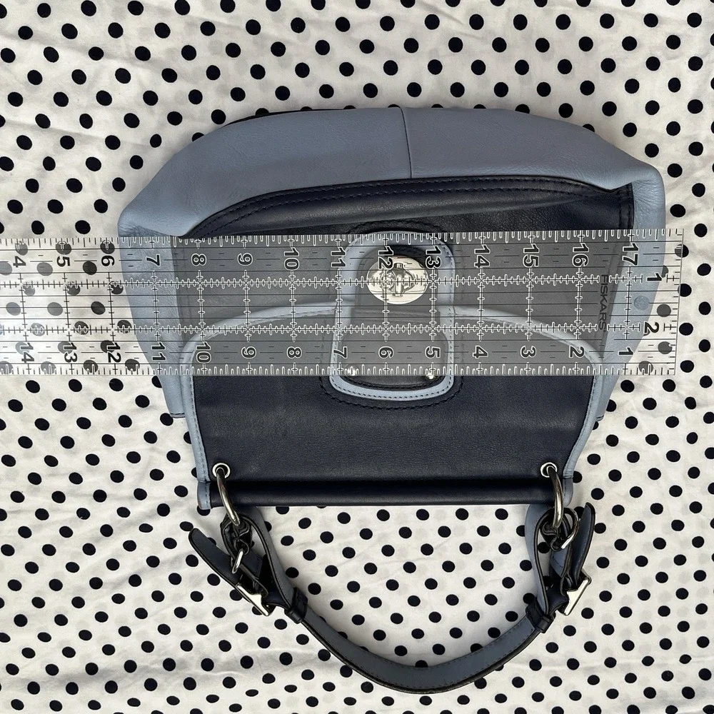 Coach Willis Archive Two Tone Navy Blue Leather Saddle Shoulder Bag 22409